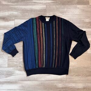 Vintage Men’s Montechiaro Multicolor Sweater Made In Italy Size XXL Cotton Blend